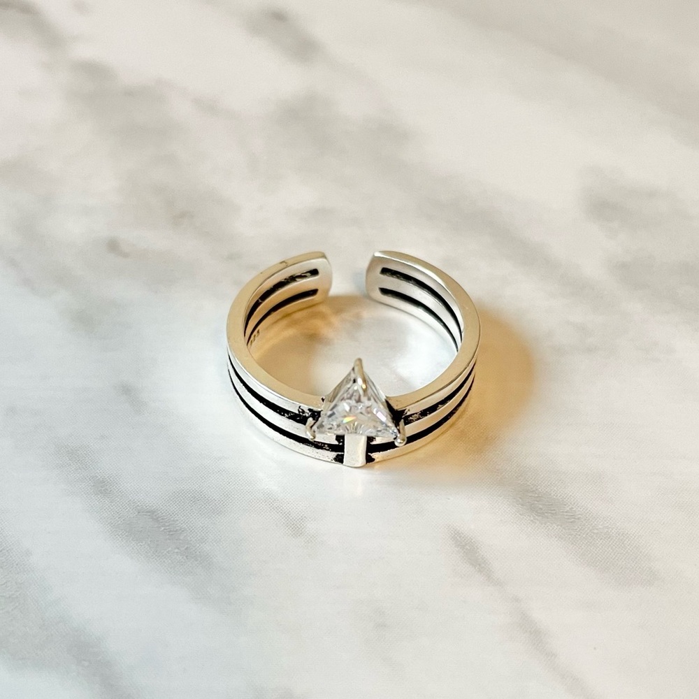 New Sterling Silver 925 Crystal Adjustable Ring